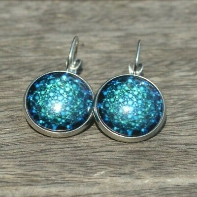 #ad Cool Blue Cosmos Inspired Earrings base colour silver GBP 4.99