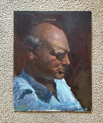 #ad Oil Painting Portrait of a Man Winston Churchill Dick Choate 2000 $129.95