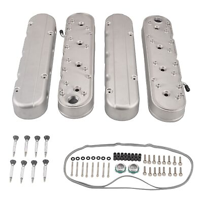 #ad Natural Valve Covers Aluminum Hidden Coils LS Smooth Top for Chevy Small Block $154.44