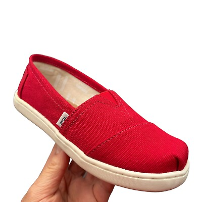 #ad Toms Little Girls Alpargata Shoes Size 12 13 Red Slip on Lightweight amp; Comfy $45.00