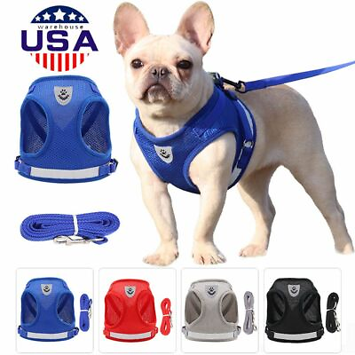 Dog Pet Harness Adjustable Control Vest Dogs Reflective XS S M L XL amp; Leash Set $8.36