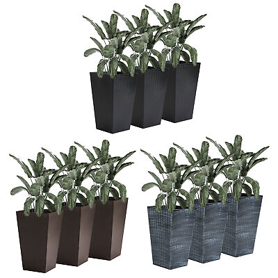 #ad #ad Set of 3 Tall Planters Outdoor amp; Indoor Flower Pot Set Decorative Container $119.99