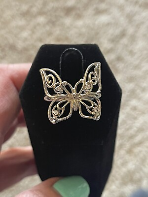 #ad Sterling Silver CZ Butterfly Ring Size 9 $28.00
