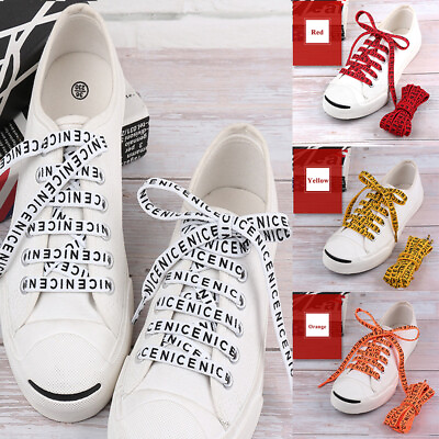 #ad 1 Pair Printing Letter Printed Flat Shoe Lace Length Canvas Sneakers Shoelaces $1.85