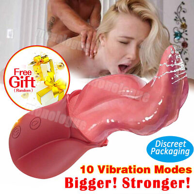 #ad 10 Vibration Modes Rose Vibrator Tongue Licking Sucker Massager use Lubricants $17.69