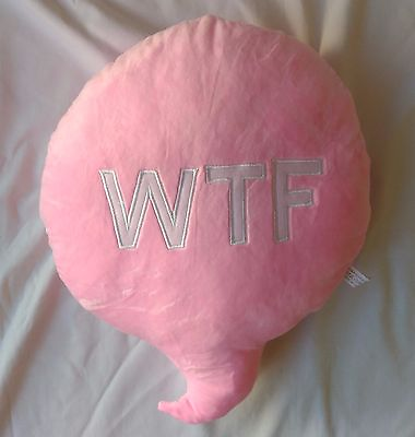 #ad WTF Pink Hatop Throw Follow Chat Pillow Cushion emoji emoticon Quotation Plush $11.99