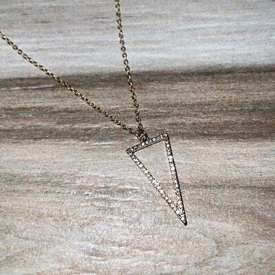 #ad GET GEM PAVE TRIANGLE NECKLACE Gold Tone $15.00