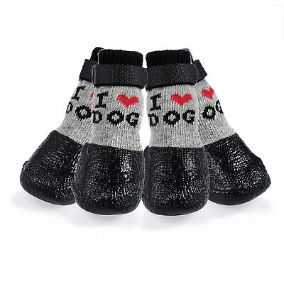 #ad 4pcs Dog Socks Anti Slip Paw Protector with Adjustable Straps Waterproof Outdoor $11.99