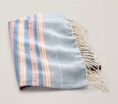 #ad Ralph Lauren Veronique Hither Linen Throw Blanket 54quot; x 72quot; Blue $128.95