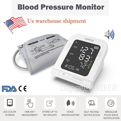 #ad 2023 Digital Automatic Blood Pressure Monitor Upper Arm BP Machine voice $18.99