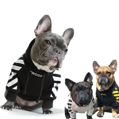 Pet Dog Clothes French Bulldog Stripe Pattern Dog Hoodie Pet Dogs Clothes Jacket $18.99