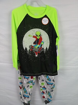 #ad Boys Two piece Pajama Set Glow In The Dark Size 6 7 Flame Resistant... $7.50