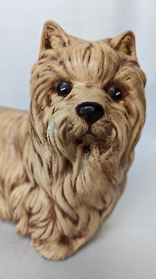 Yorkie Decor Ceramic Yorkshire Terrier Figurine Brown Dog statue $14.99