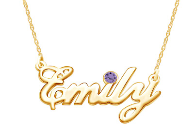 #ad Simulated Birthstone Personalized Name Pendant 18quot; Necklace 925 Sterling Silver $37.71