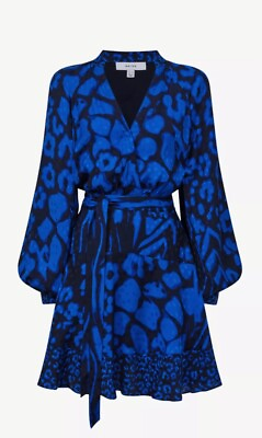 #ad REISS Kerri graphic print flippy hem woven mini dress size 0 new $100.00