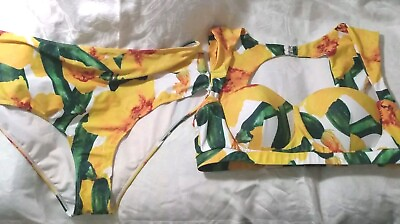 #ad 2 Piece Women#x27;s Bathing Suit Size 4X Under Wire Sunny Daffodils Excellent Condit $19.90