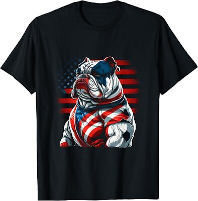#ad Patriotic Dog 4th of July Funny Bulldog Lover Gift Unisex T Shirt $21.99