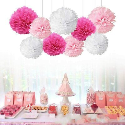 #ad 23pcs Tissue Hanging Paper Pompoms Flower Ball Wedding Party Outdoor $25.00