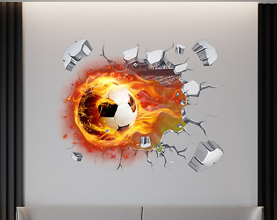 #ad Soccer Ball 3D Explosion Effect Wall Sticker Decal WC401 $31.49