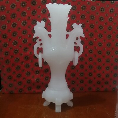 #ad China 100% Natural White Jade vase carved Two Peacocks Shape Home $269.00