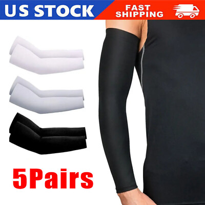 #ad #ad 5 Pairs Cooling Arm Sleeves Cover UV Sun Protection Sports Outdoor For Men Women $5.98