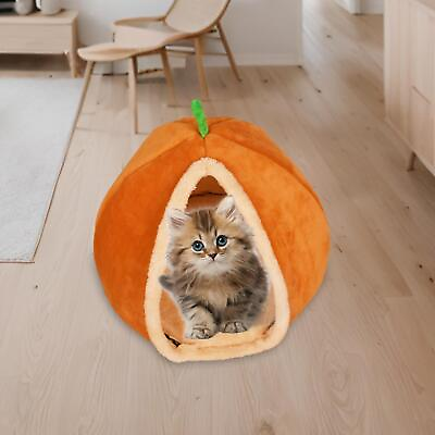 #ad Cat House Snooze Sleeping Indoor Pumpkin Cat Nest for Puppy Kitten $15.22