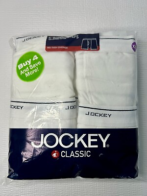 #ad Jockey Classic Boxer Briefs XXL White Style 9740 2010 Mid Thigh 4 Pk NOS Sealed $22.98