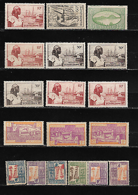 #ad French Colonial Guadeloupe 18 Pcs MNH and MH Stamps 1940 1950 8 712 $12.99