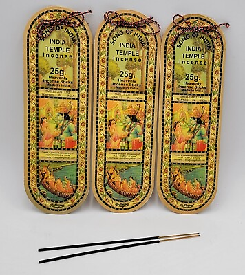 #ad Song of India Incense Sticks Indian Temple 75 Gram 60 Stick 3 x 25 Packs $7.95