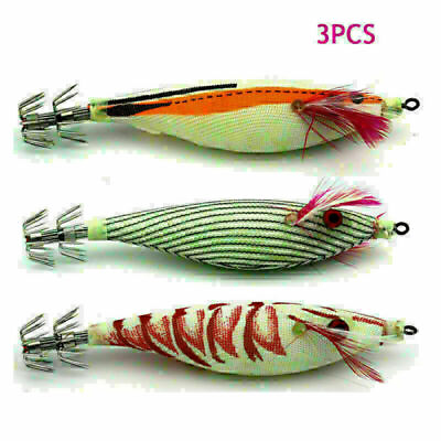 #ad Luminous Shrimp Bait 3D Squid Jig Hook Fishing Lures 10cm 9.8g Random Color Fish $12.46
