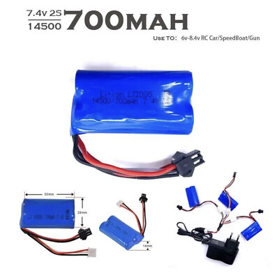 #ad Battery 7.4v 2s 700mah For MN45 WPL D12 RC Car Boat Gun 14500 Charger Part Toys $11.99