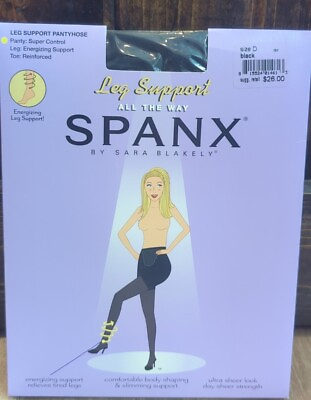 #ad SPANX LEG SUPPORT Super Control Energizing Support Sz D Black $16.99