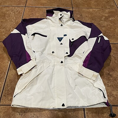#ad Vtg Helly Hansen Equipe Schoeller Helly Tech Snow Jacket White Purple Sz XS $29.95