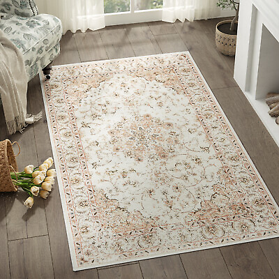 #ad Machine Washable Rug Accent Print Area Rug for Living Room Vintage Indoor Rug $130.04