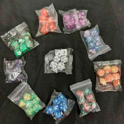 #ad 10x Sets of 7 Count DnD RPG Role Playing Dice * 70 TOTAL * D4 D20 * New Sealed $14.20