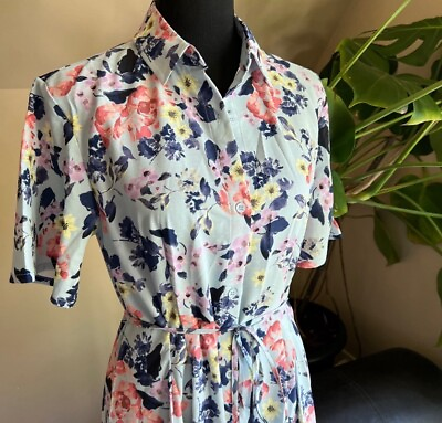#ad NWT French Connection Sunday Brunch Crepe Cerisier Floral Print Midi Dress SZ 2 $36.00