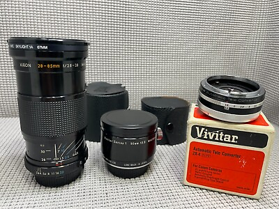 #ad Vtg 35mm Kiron 28 85mm f 2.8 3.8 amp; Lens Vivitar Series 1 90mm f2.5 Macro Adapter $148.97