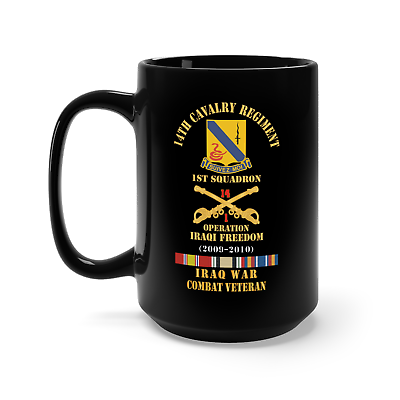 #ad Black Mug 15oz 14th Cavalry Regiment w Cav Br 1st Squadron OIF 2009–2010 $24.95