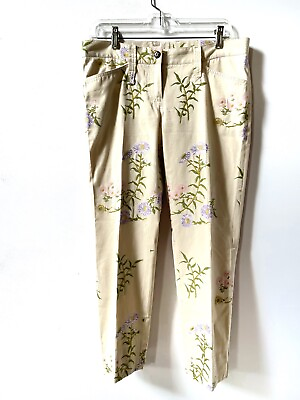 #ad Dolce amp; Gabbana Italy Pants Jeans Floral Embroidered Beige Viscose Sz 42 $69.00