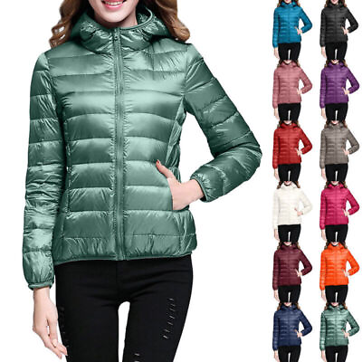 #ad Womens Lightweight Hooded 90% Down Jacket Packable Puffer Water proof Coat New $24.99