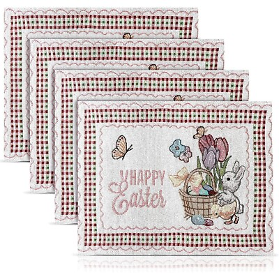 #ad 4x Easter Woven Placemats Set for Dining Table Spring Party Favor Decoration $10.99