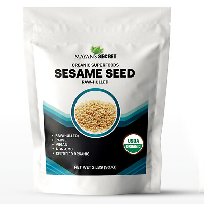 #ad USDA Certified Organic hulled Sesame Seeds 2 Lbs Gluten Free RawKeto Friendly $15.99