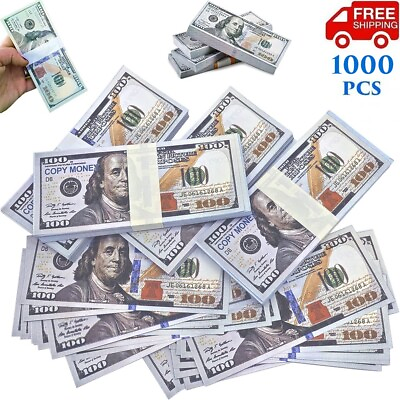 #ad 1000 PCS FAKE BANK GAMES PLAY MONEY KIDS CASH PAPER 100 DOLLAR BILLS $$$ PARTY $39.90