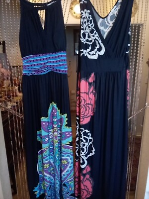 #ad Lot Of Two Women#x27;s Funky Maria Gabrielle Maxi Dresses Empire Waist Stretch $39.00