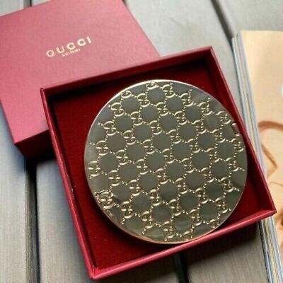 #ad New Compact pocket mirror with Gucci monogram embossed brand new with box $24.89