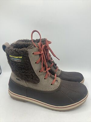 #ad LL Bean Womens Rangeley Insulated Pac Snow Boots 200g Size 10 507255 Brown Taupe $64.99