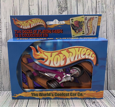 #ad Hot Wheels Two Decks of Bicycle Playing Cards In Collectible Tin 2001 MT83 New $18.99