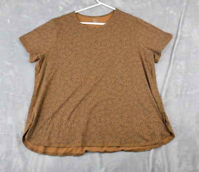 #ad J. Jill Fit Progress Shirttail Tee T Shirt Womens Plus 2X Brown Animal Print $17.88
