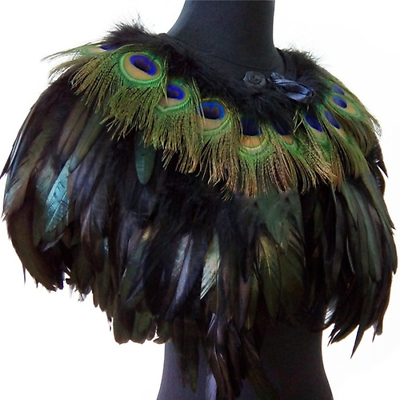 #ad Women Peacock Feather Wedding Cape Wrap Scarf Shawl Evening Fancy Dress Party $84.58
