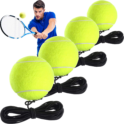 #ad 4 Packs Tennis Training Ball with String Tennis Trainer Balls Self Practice Trai $19.99
